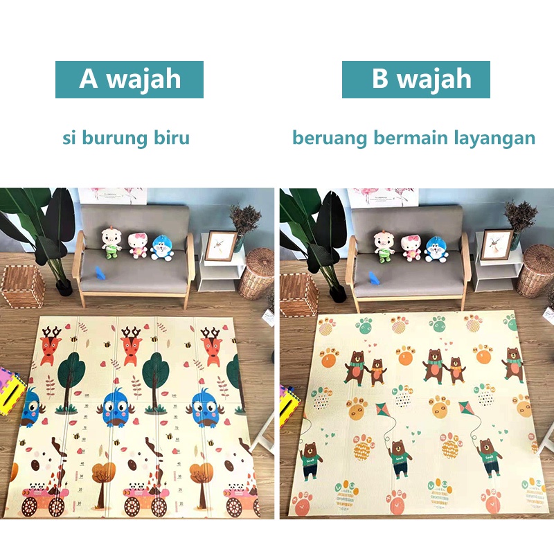 200×180cm MATRAS TEBAL BAYI / ANAK BELAJAR MERANGKAK & BERMAIN / MATRAS BAYI / MATRAS BUSA RAMAH LINGKUNGAN TIDAK BERBAU BISA DILIPAT KEPERLUAN ANAK BAYI DI RUMAH-B