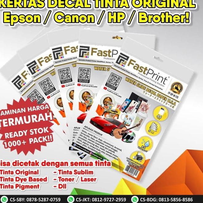 

cbg-573 Fast Print Kertas Water Slide Decal Paper White USA Ukuran A4 170 Gram