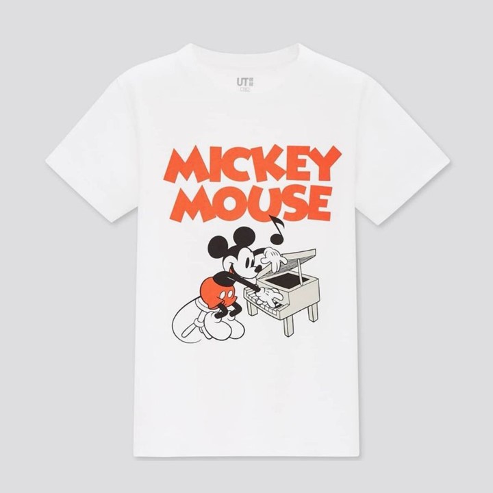 Kaos Anak Putih Motif Mickey piano
