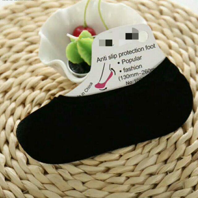 Hidden socks - low cut nonslip skid- silicone heel grip - ankle stretch invisible -kaos kaki kantor-Hitam