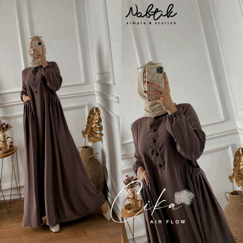 GAMIS CRINGKEL CIKA DRESS MAXY READY BAHAN CRINGKEL AIRFLOW POLOS BUKAN BAHAN URAGIRI
