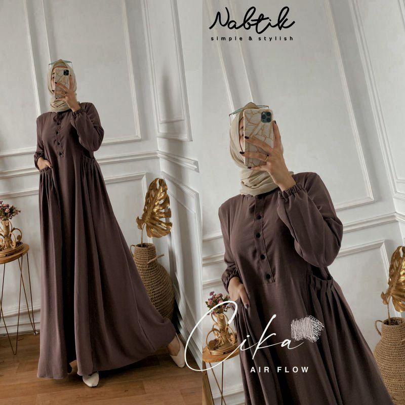 GAMIS CRINGKEL CIKA DRESS MAXY READY BAHAN CRINGKEL AIRFLOW POLOS BUKAN BAHAN URAGIRI