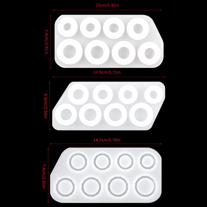 Glitter Assorted Rings Crystal Epoxy Resin Mold Jewerly Ring Silicone Mould DIY Crafts Casting Tools