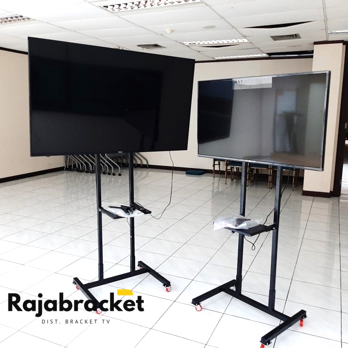 Bracket Braket TV Standing Roda 24 32 40 42 43 49 50 55 60 65 inch, Braket TV Standing Dorong Roda 24-65 inch