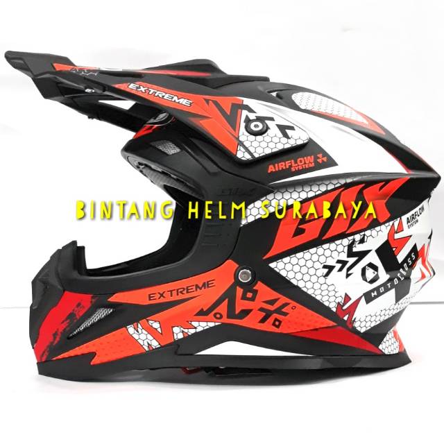 Helm Motocross GIX Cross White Orange Doff