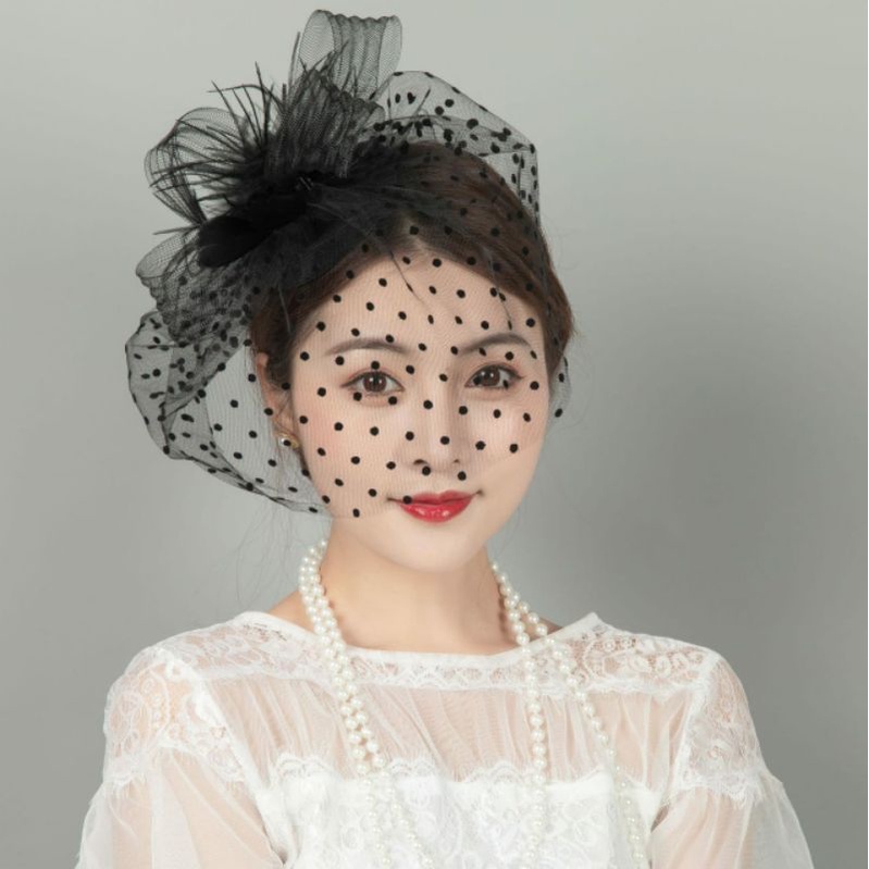 TOP-01 Fascinator hat aksesoris topi jaring hiasan rambut kepala untuk pesta wedding prewedding pramugari