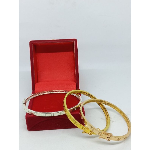 GELANG PERAK ASLI SILVER 925 LAPIS EMAS/GELANG BANGLE CART*ER POLOS/GELANG ASLI SILVER 925/FASHION WANITA