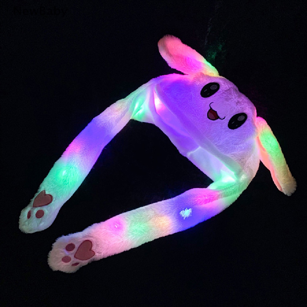 Topi Plush Desain Telinga Kelinci Dengan Lampu Untuk Anak Perempuan