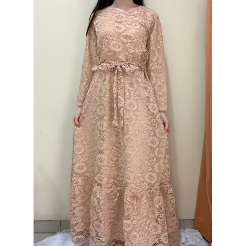 Dress pesta kondangan full brukat Long dress maxi