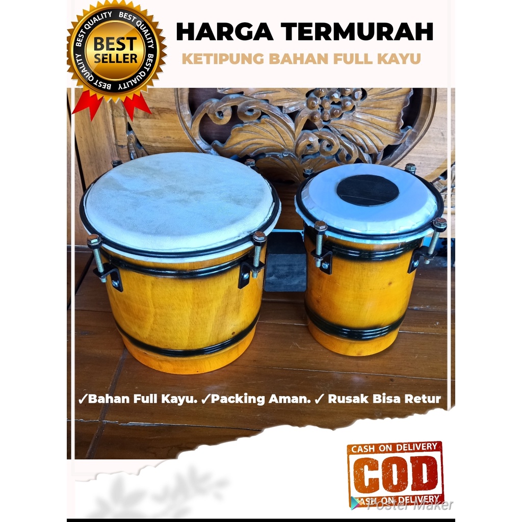 KENDANG KETIPUNG DANGDUT KOPLO TERMURAH BAHAN KAYU[ BISA COD ]