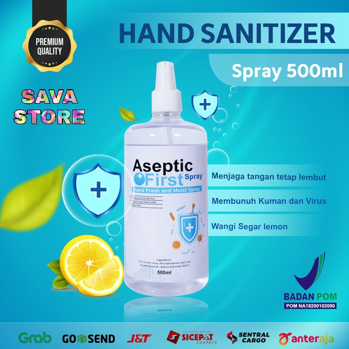 Hand Sanitizer Cair Spray ASEPTIC FIRST berizin BPOM HANDSANITIZER 500ml