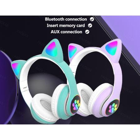 Headphone Bluetooth Cat Ear/Telinga Kucing STN-28 Stereo Bass Wireless Headset