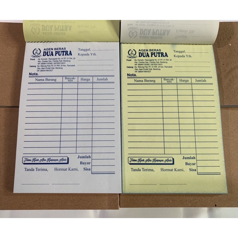 

CETAK NOTA BON NCR || RANGKAP 2 || UKURAN 1/4 FOLIO