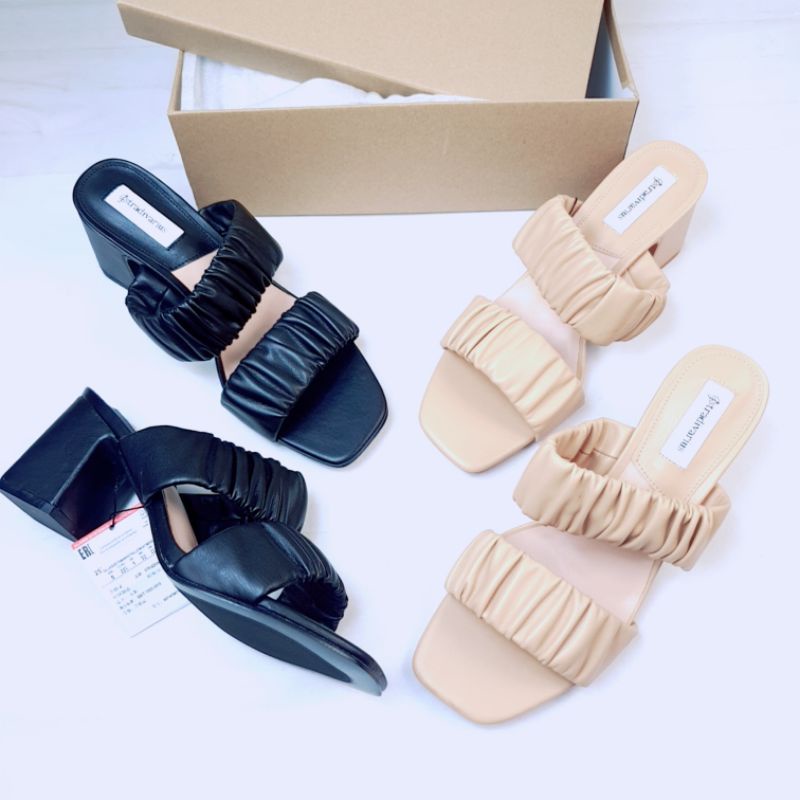 Stradivarius Double Strap Puffy Heeled Sandal