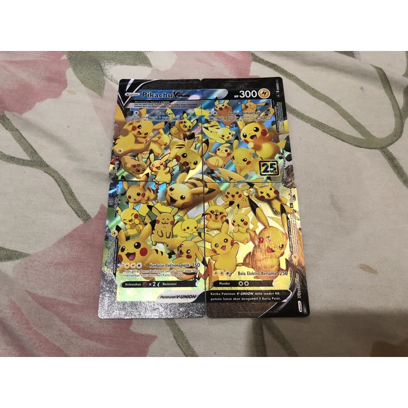 Kartu Pokemon TCG Pikachu V Union RRR 25th Anniversary Indonesia 4pcs Kartu 1 Set Original