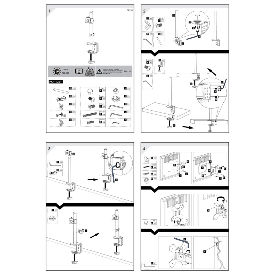 Bracket Meja LCD LED TV Monitor 13&quot; - 27&quot; OXIMUS HYDRA ZD1102 Desk Mount