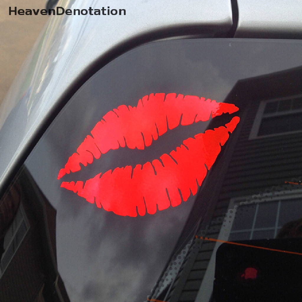 (Heavendenotation) 1pc Stiker Mobil Motif Bibir Sexy Bahan Pvc Warna Merah Untuk Dekorasi Bumper