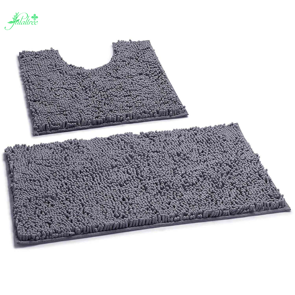 Bathroom Carpet Non Slip Extra Thick Chenille Deluxe Bathroom Mat Contour Set Soft Plush Shower Carpet Set Curved Set Dark Gray Shopee Indonesia