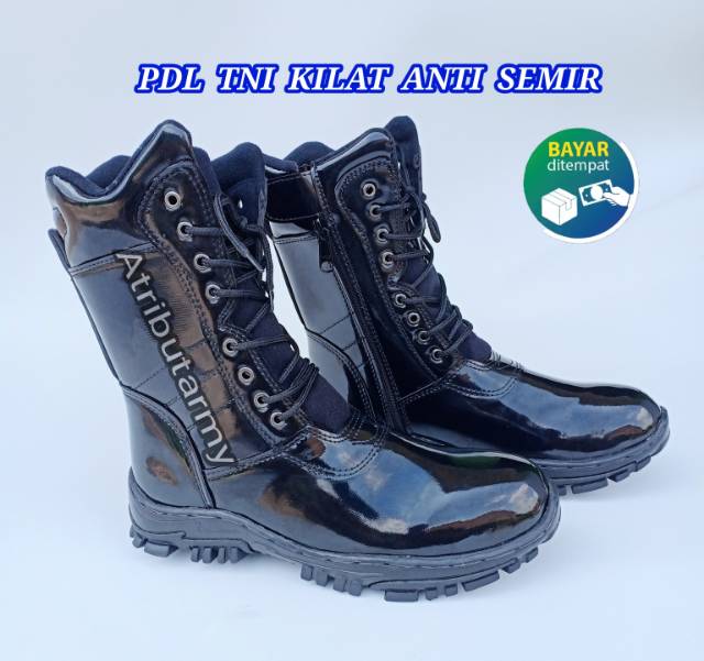 [FREE KAOS KAKI] SEPATU PDL TNI KILAP SATPAM SECURITY BANSER SEPATU DINAS POLRI POLISI GLOSSY ANTI SEMIR KULIT SINTETIS