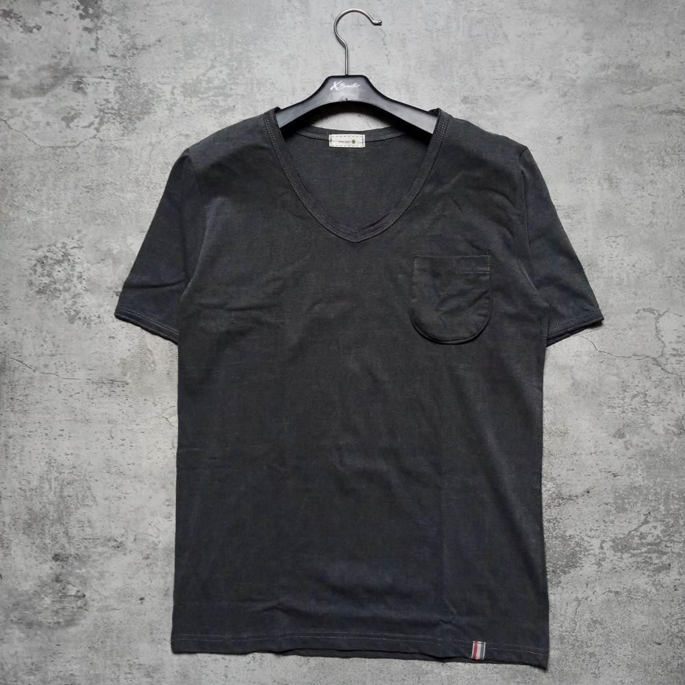 Kaos Vneck Polos Green Apple Light Grey Second Branded Original