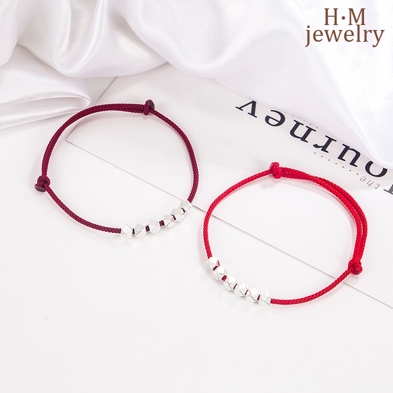 Gelang Tali Warna Merah Bahan S925 Silver Untuk Pasangan