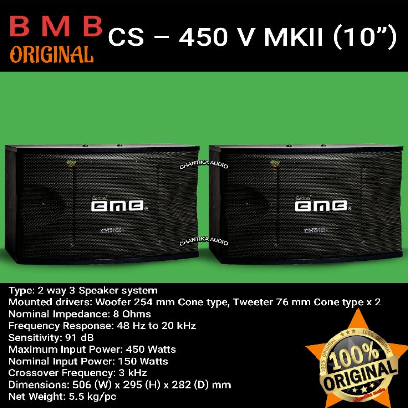 BMB CS – 450 V MKII (10”) SPEAKER BMB 10 INCH SPEAKER ORIGINAL SPEAKER PASIF 10 INCH SPEAKER KARAOKE