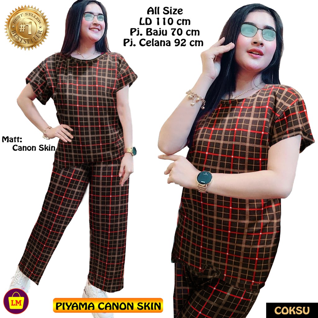 TERMURAH TERLARIS Setelan Baju Piyama Pajamas Wanita PIYAMA CANON SKIN TERBARU LMS 20963