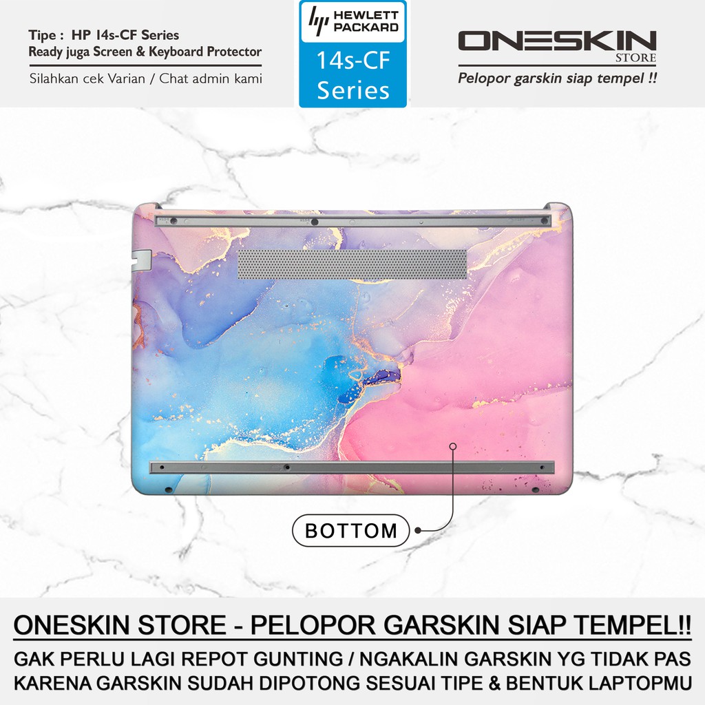Garskin Laptop Keyboard Screen Protector HP 14s-cf cf1046tu cf1047tu cf1051tu cf2017tu Warna Silikon-Bottom