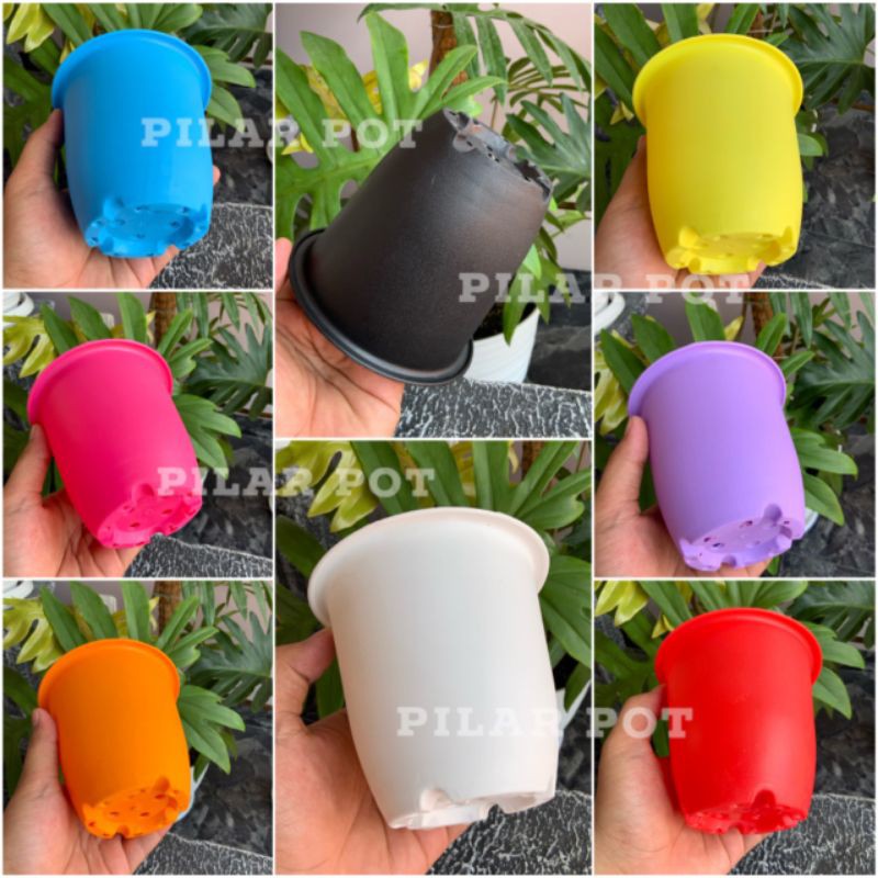 Pot bunga warna warni CACTUS 10cm untuk tanaman mini - cactus 10