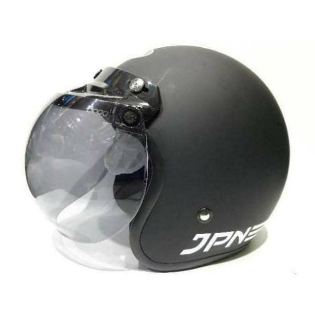 Helm Bogo Retro JPN ARC Hitam Doff Kaca Visor Cembung Bogo Original