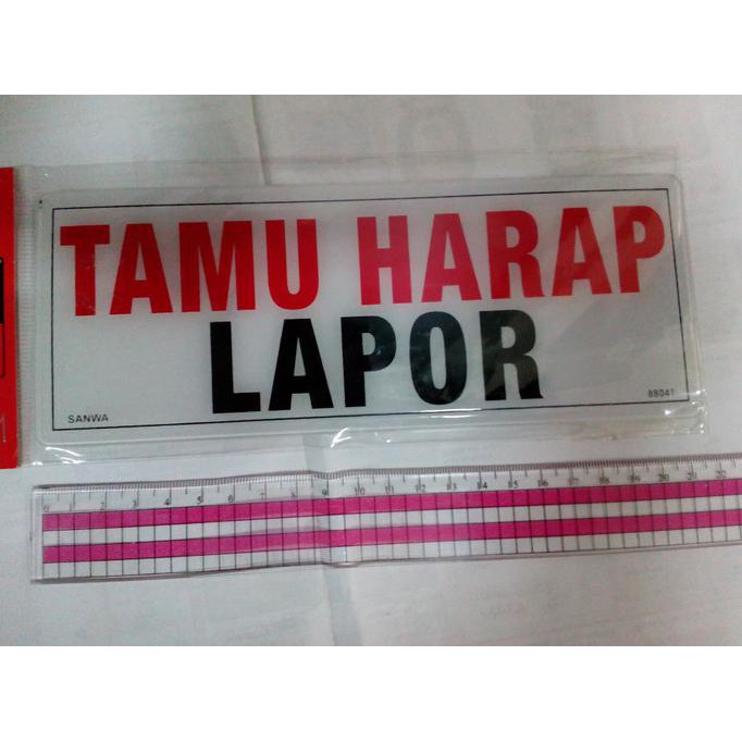 

Silahkan Order] Tamu Harap Lapor Plat Murah Papan Label Sign Sticker Acrylic Bagus