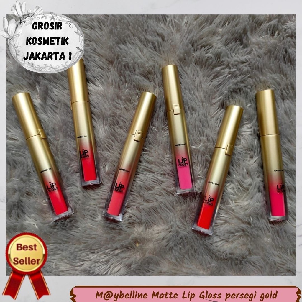 12 pcs (Lusin) Maybelline Matte Lip Gloss Persegi Gold - Lip matte Maybelline - Lipgloss Matte Maybe