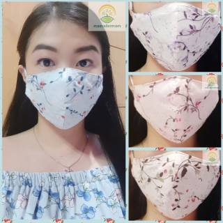 Masker Kain Filter 3 Ply Bunga  12 pcs Kawat  hidung anti 