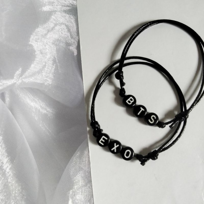 Gelang Hitam BTS EXO Tali Satin Tahan Air Bisa Diatur