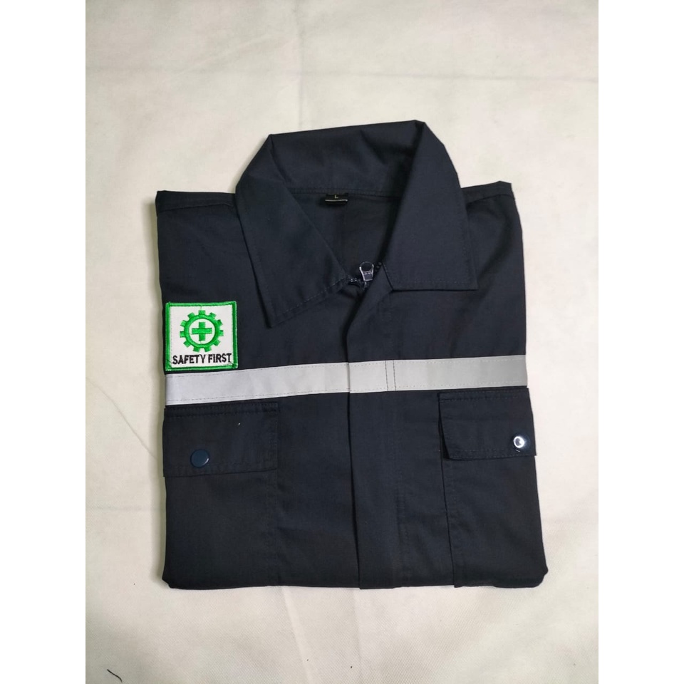 Baju Safety | Kemeja Atasan Wearpack Lengan Panjang Full Navy