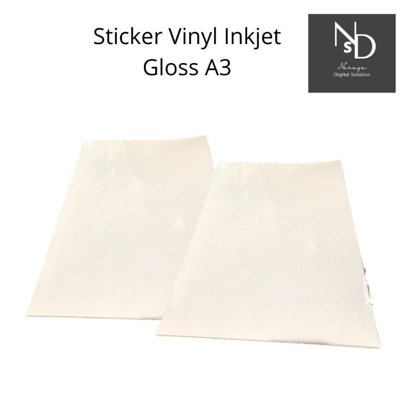 

Sticker Vinyl Inkjet white Gloss Stiker label A3 - Pack
