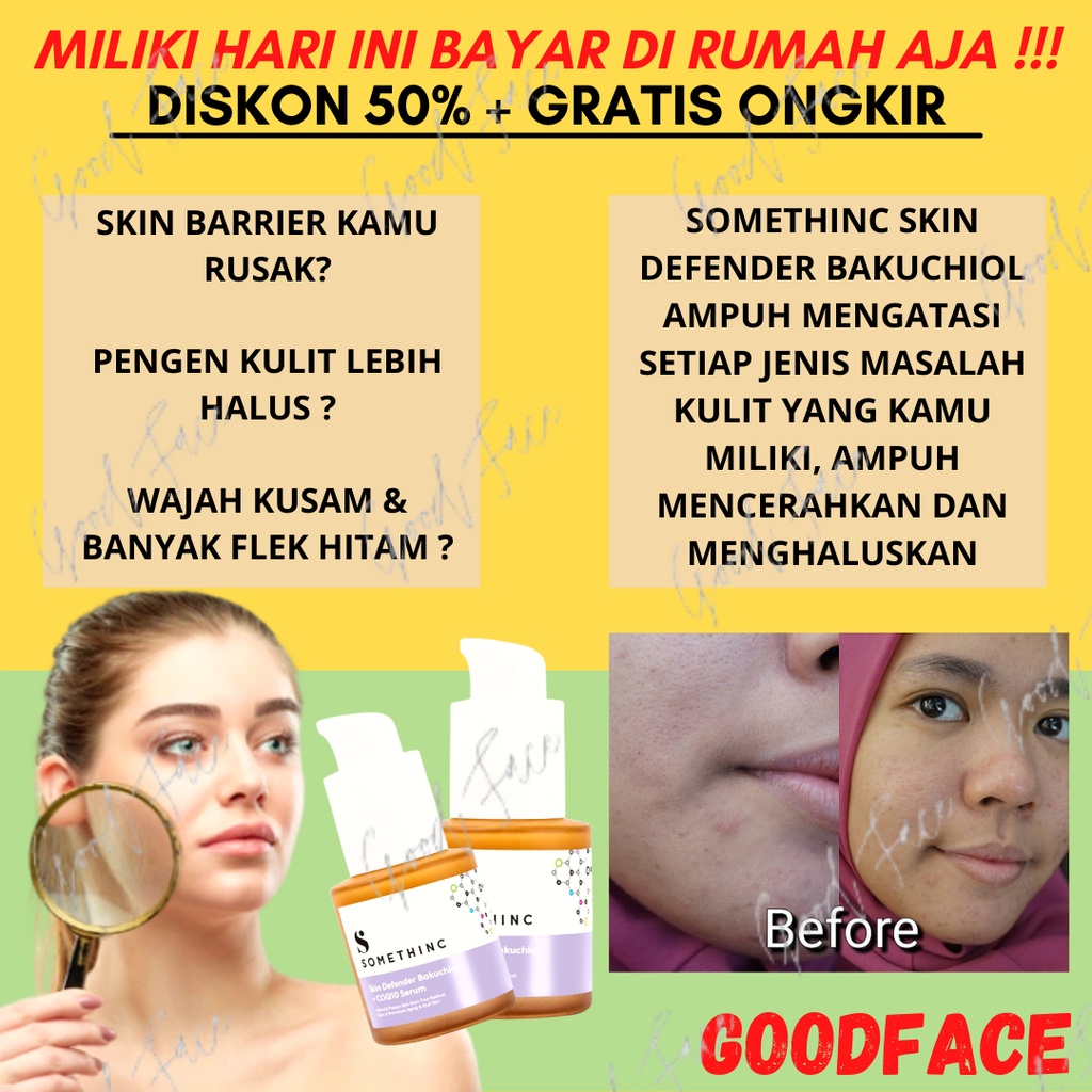 SERUM WAJAH PEMUTIH WAJAH GLOWING SOMETHINC SKIN DEFENDER BAKUCHIOL + COQ10m PERAWATAN WAJAH