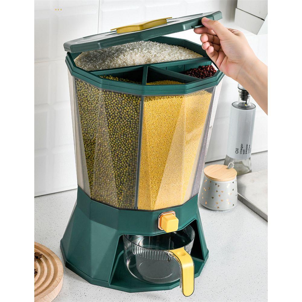 Lily Food Grain Storage Container Large 360ditempatkan Dengan Drain Bowl Rice Bucket Dengan Tutup Rotating Cereal Containers Grains Dispenser