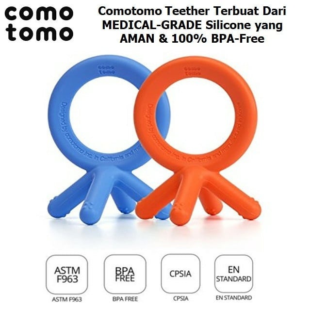 COMOTOMO SILICONE TEETHER [ORANGE, BLUE]