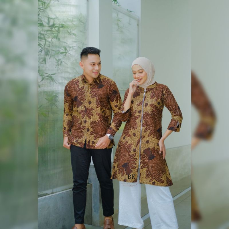 BAJU BATIK COUPLE COUPEL TUNIK KEMEJA SARIMBIT PASANGAN KAPELAN SERAGAM KERJA KAPEL PREMIUM TERBARU