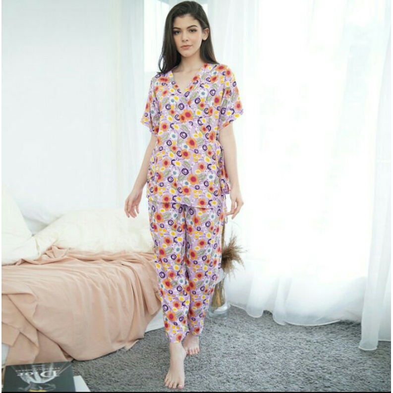 POLA PRODUKSI BAJU SETELAN KIMONO 035 - Pola Baju setcel rayon kekinian - Pajamas Sewing Pattern