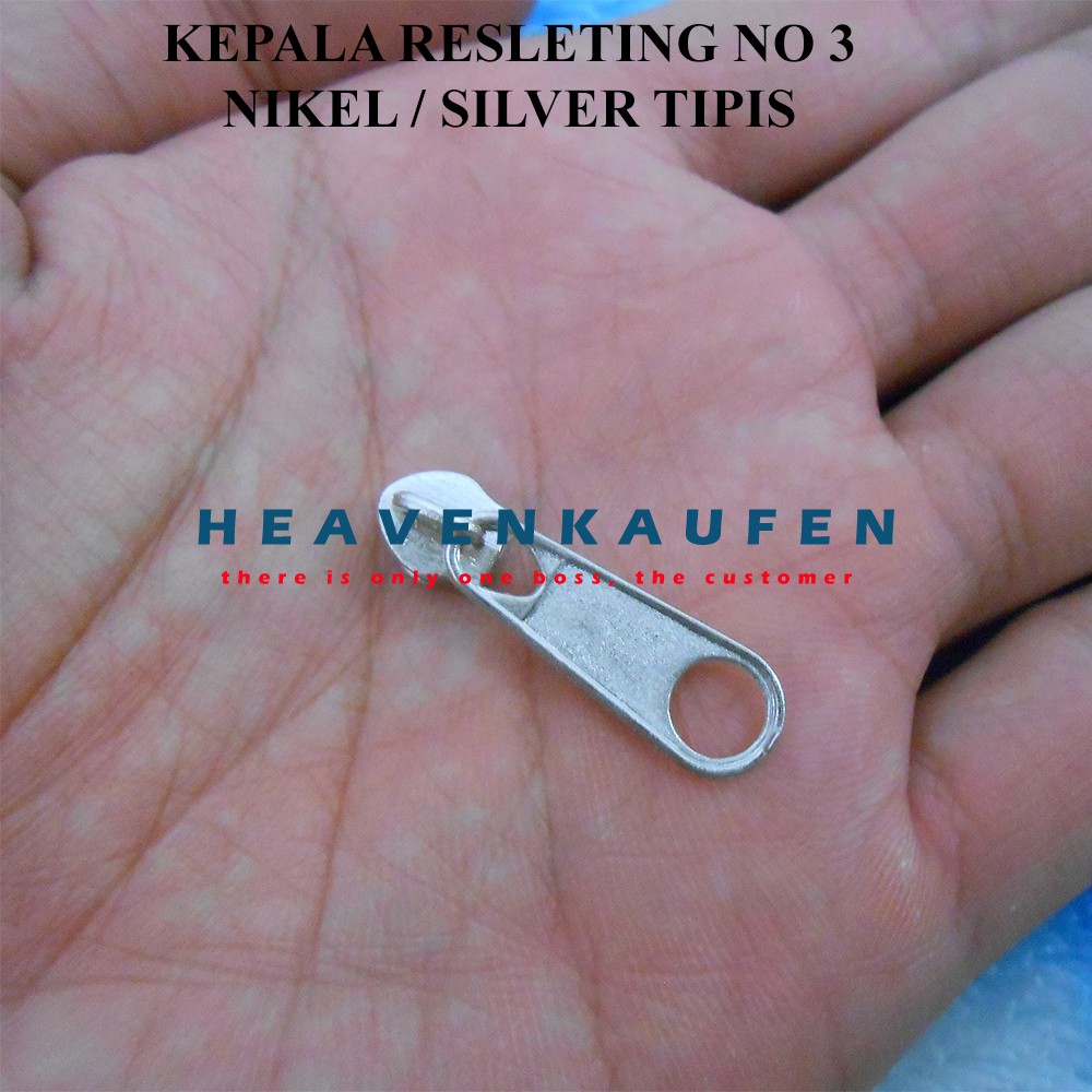 Kepala Resleting No 3 Nikel Silver Murah Tipis Harga Per Pack isi 100 pcs