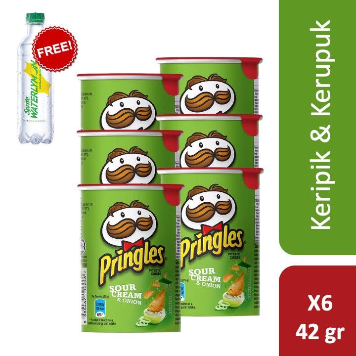 

Pringles Sour Cream & Onion 42 gr x 6 pcs Free Sprite Waterlymon 425 ml