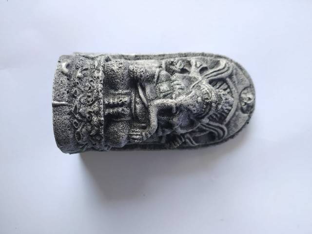 PAJANGAN MINIATUR PATUNG GANESHA DENGAN TEDENG KECIL BAHAN BATU UKURAN 13x6x4 cm - DEKORASI RUMAH