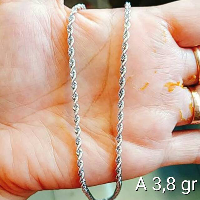 750 Kalung rantai asli kadar 750 75% variasi UBS baru jedar cantik kilat padat putih white gold