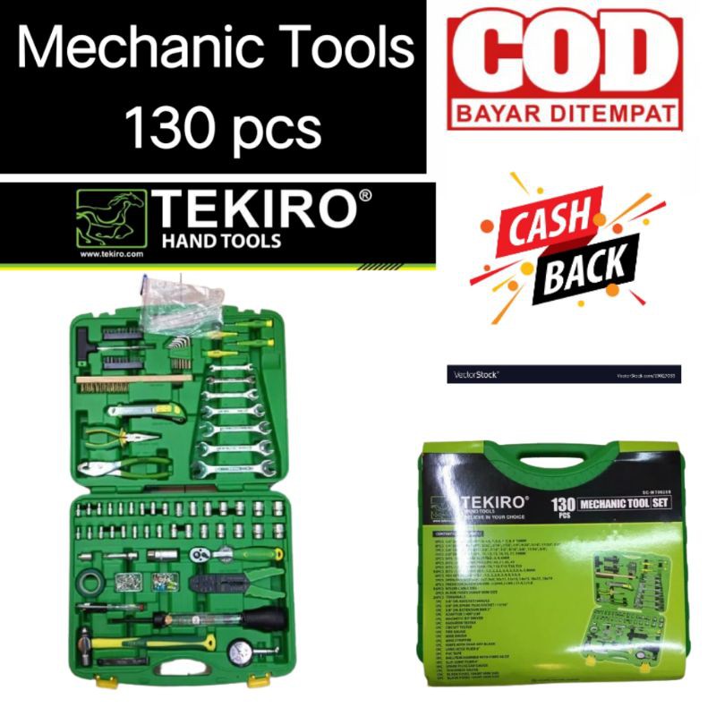 TEKIRO Tool set 130 Pcs Tool Box Tekiro Tools Box Kunci Tekiro Set Mekanik Tools
