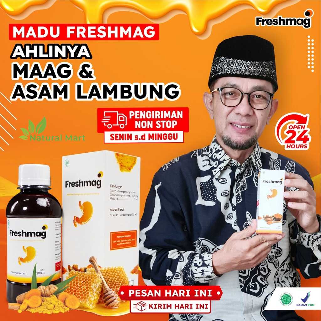 Original Freshmag - Madu Herbal Freshmaag Fresh Maag Presmag Atasi Gerd Asam Lambung &amp; Maag Kronis Tingkatkan Nafsu Makan Magh Lancarkan Pencernaan &amp; Sirkulasi Darah Isi 200ml