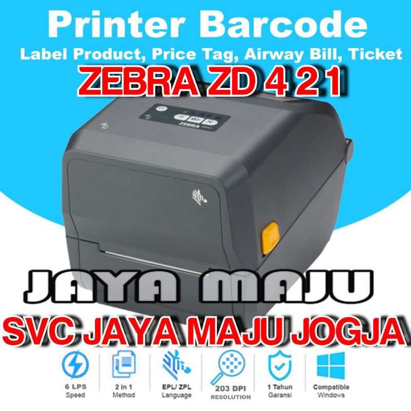 ZEBRA  ZD 421  203 DPI - SPEED  152 MM/S - USB 2.0  USB HOST  ||  BARCODE PRINTER SEMI INDUSTRIAL  T