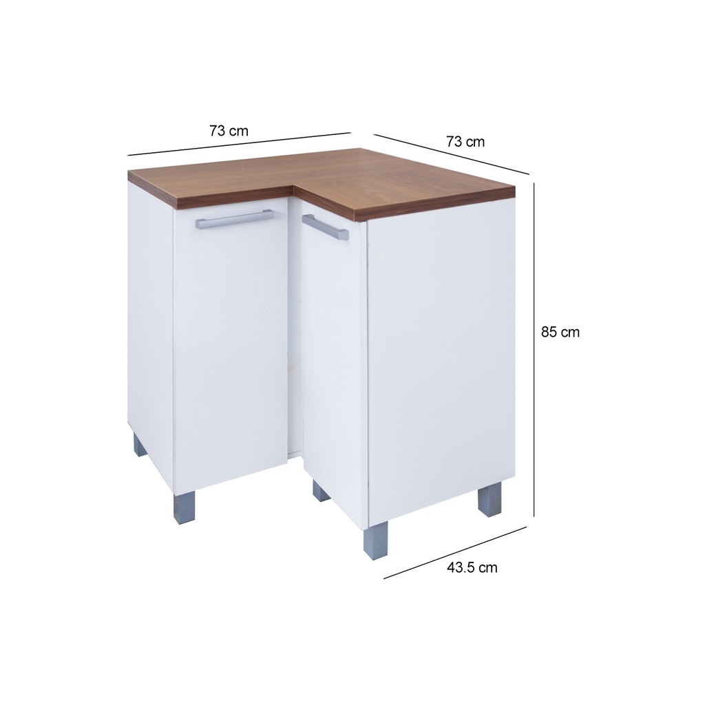 Kirana Kitchen Set Indiana Lemari Kabinet Dapur Rak Dapur Bawah - 2 Pintu  Sudut - Putih