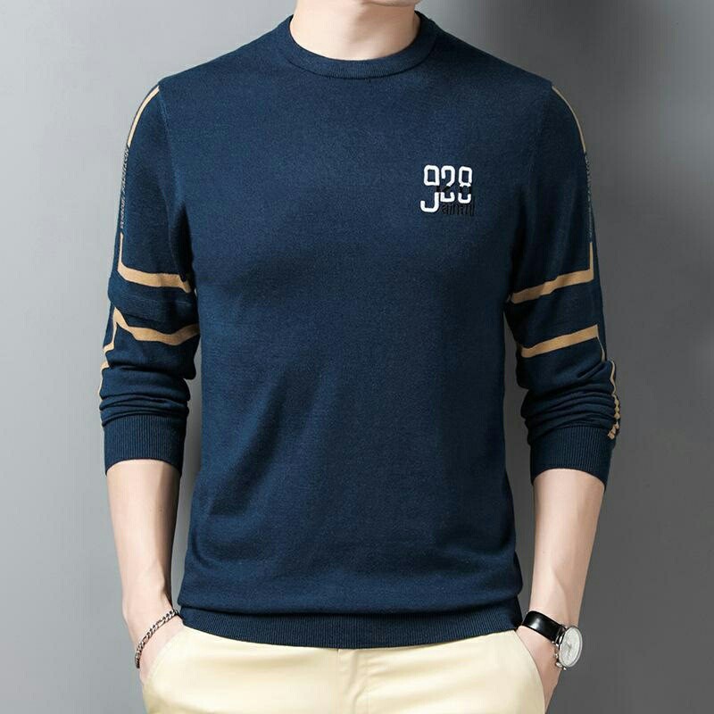 TERBARU Baju Kaos model sweater Pria Casual lengan panjang BJ VOGO motif bordir MG